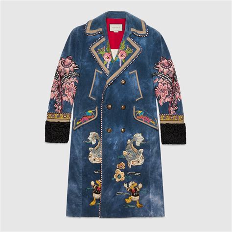 red gucci embroidered long coat